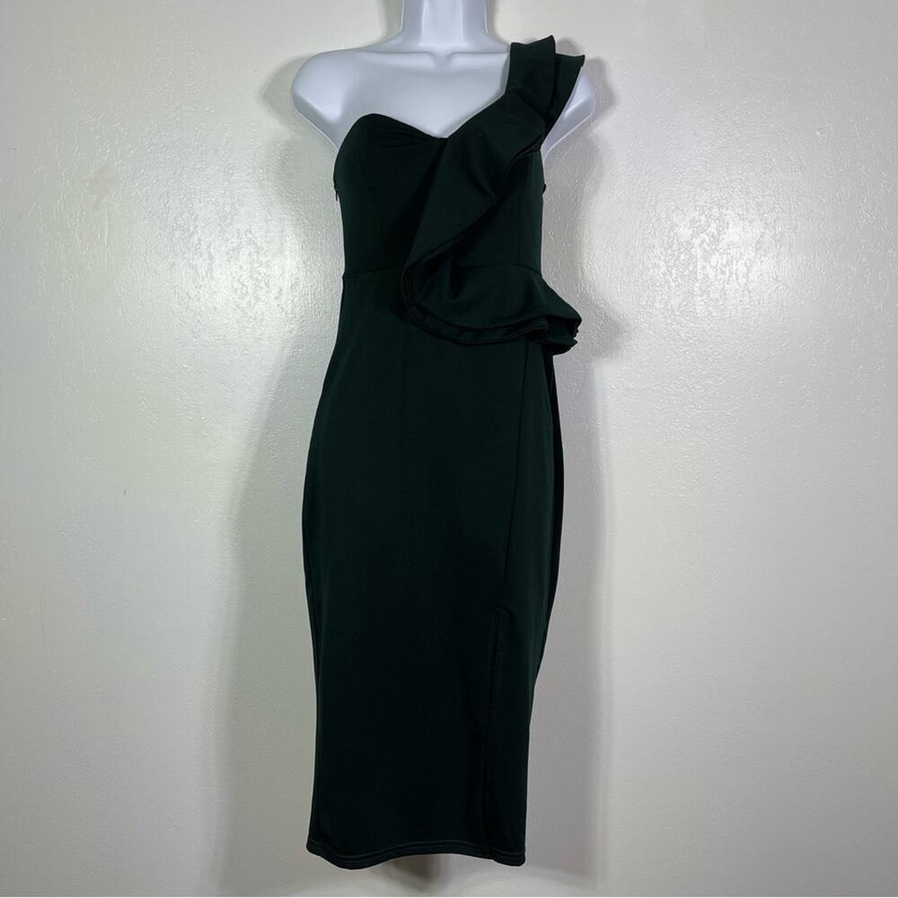 Ecowish, Dark Green Dress One Shoulder. Size Small. In excellent condition!